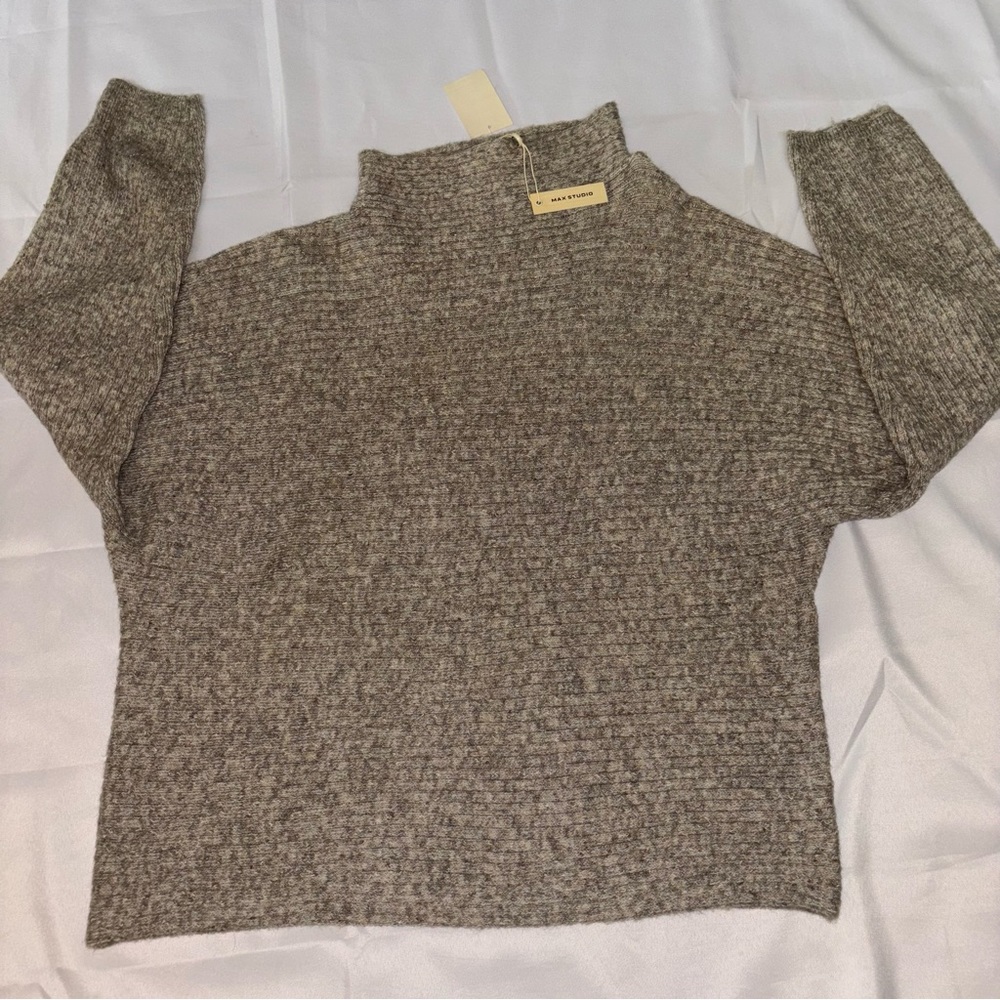 Max Studio Heathered Grayish-Taupe Turtleneck Sweater Size XL